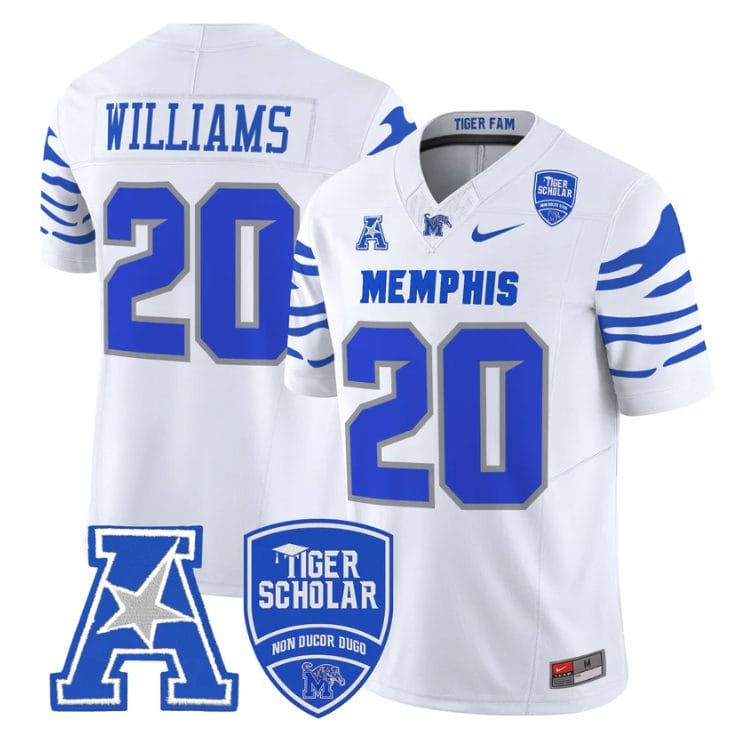 DeAngelo Williams Jersey #20 Memphis Tigers 2025 Vapor Limited Stitched White