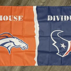 Denver Broncos vs Houston Texans House Divided Flag 3x5 ft Sports Banner