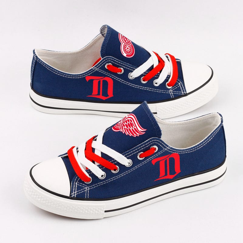 Detroit Red Wings Top Canvas Sport Sneakers Shoes For Men Women Fans - Image 3