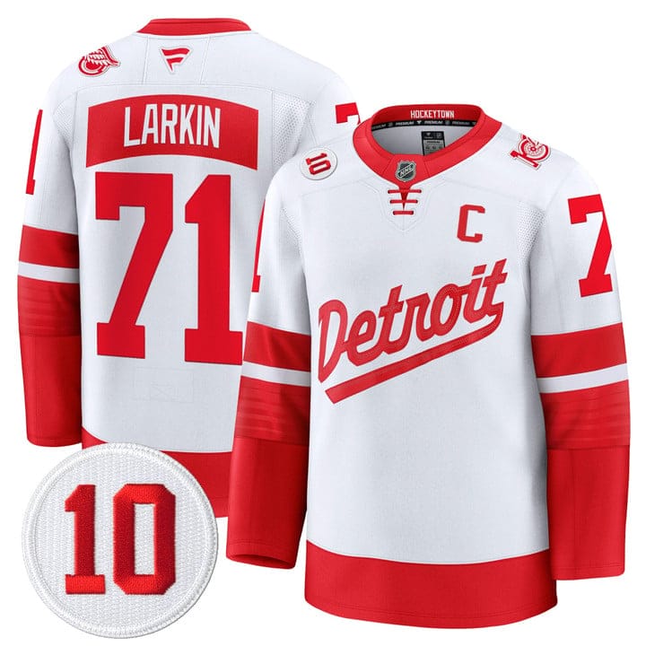 Dylan Larkin Jersey #71 Detroit Red Wings #10 Alex Delvecchio Honoring Stitched - Image 4