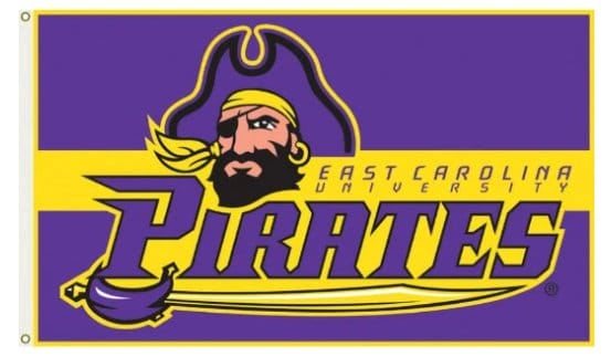 East Carolina Pirates Polyester Flag 3X5ft Banner USA Polyester with 2 Brass Grommets
