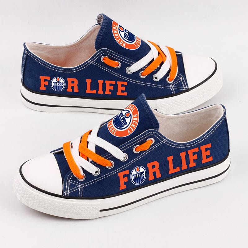 Alternative view of Edmonton Oilers Top Canvas Sport Sneakers Shoes For Men Women Fans