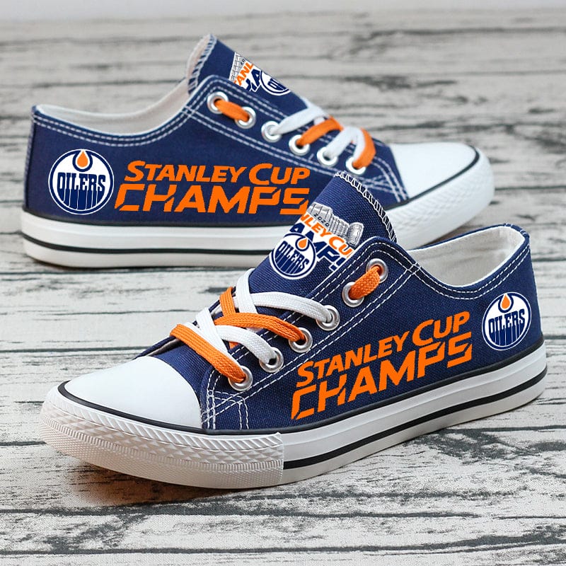 Alternative view of Edmonton Oilers Low Top Canvas Sport Sneakers Shoes For Men Women Fans