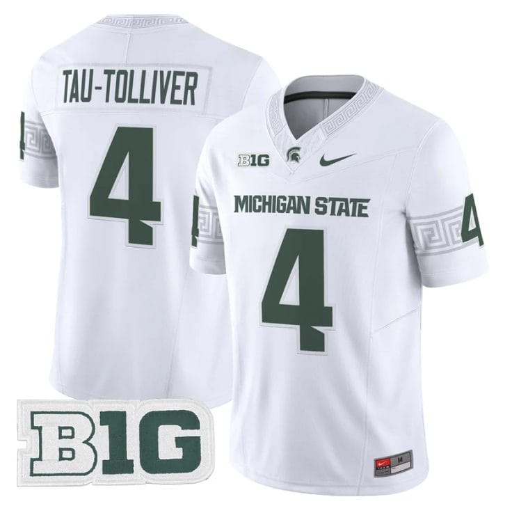 Elijah Tau-Tolliver Jersey #4 Michigan State Spartans 2025 Stitched White