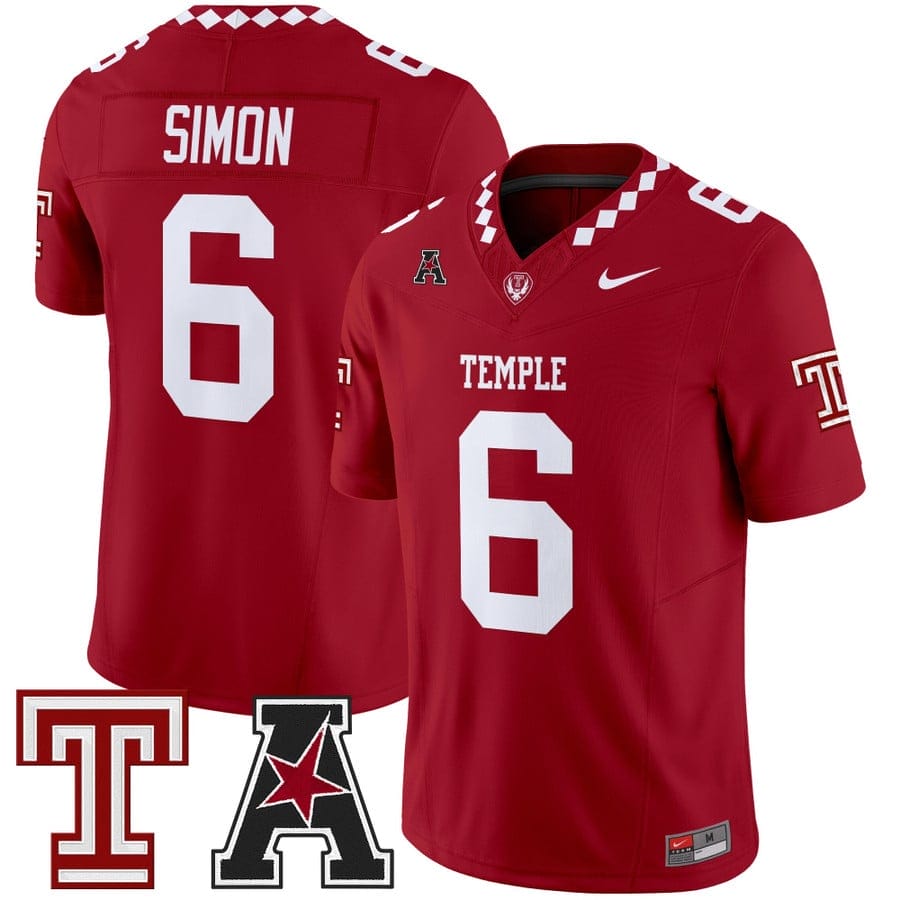 Evan Simon Jersey #6 Temple Owls 2025 Vapor Limited Stitched - Image 5