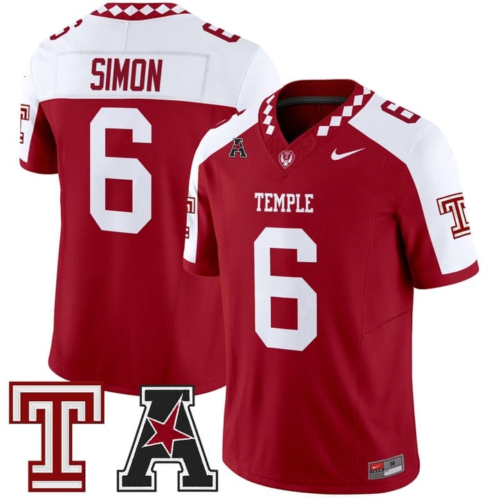 Evan Simon Jersey #6 Temple Owls 2025 Vapor Limited Stitched - Image 4