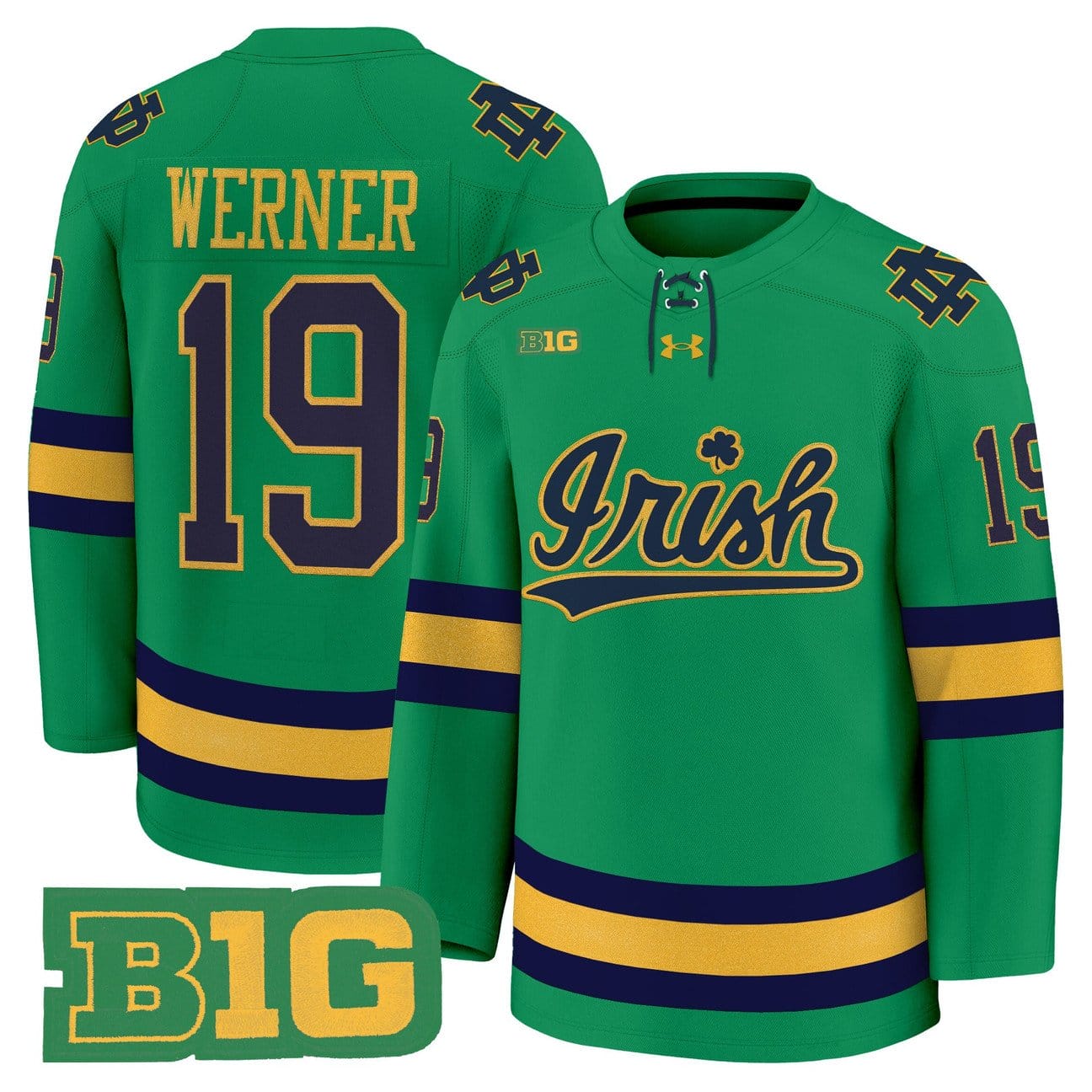 Alternative view of Evan Werner Jersey #19 Notre Dame Fighting Irish 2025-26 Premium Stitched