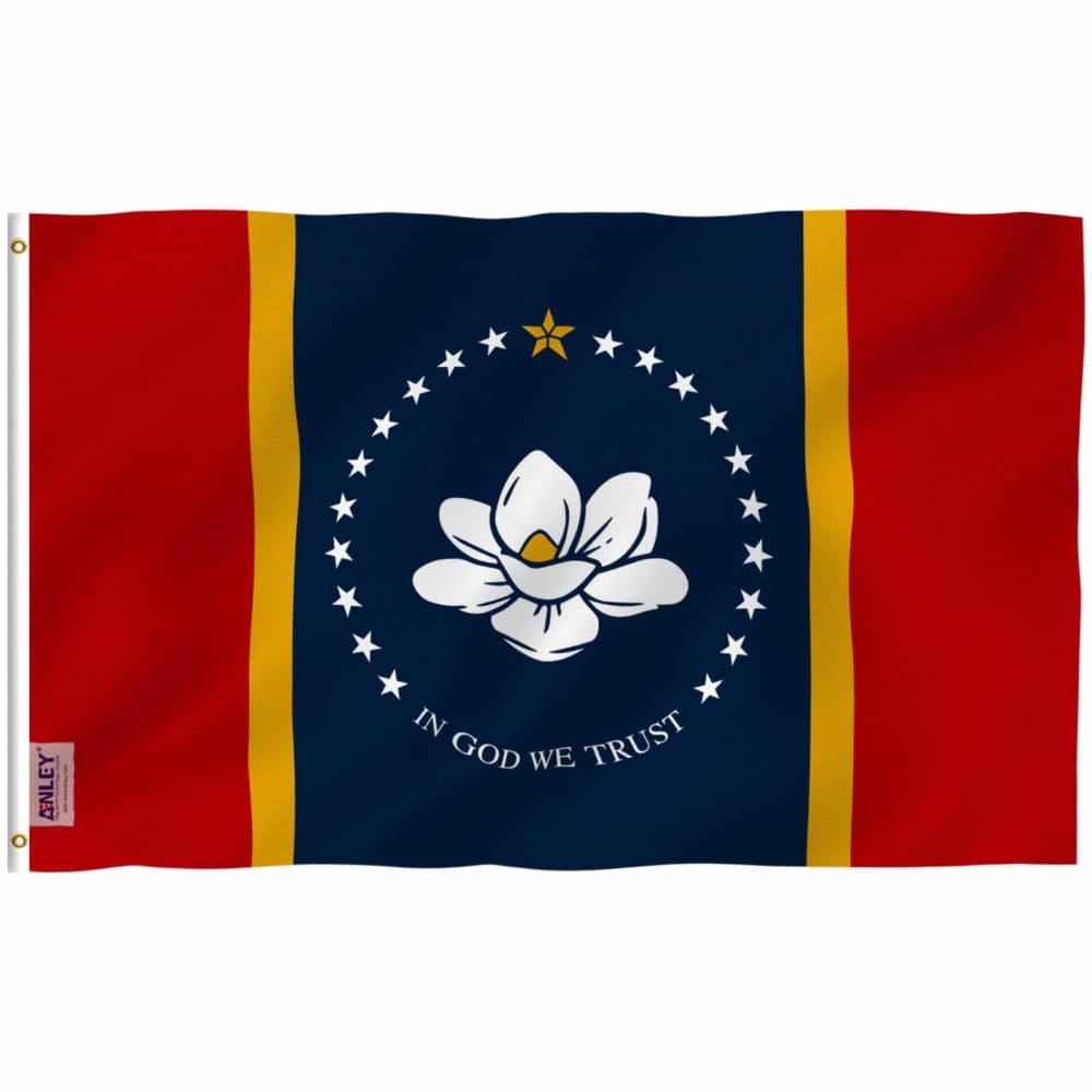 Fly Breeze 3×5 Foot New Mississippi Flag with Brass Grommets 3X5Ft Banner USA