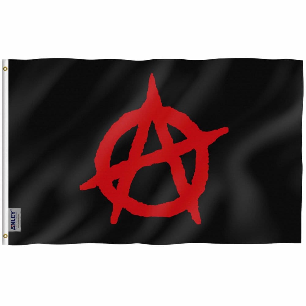 Fly Breeze Anarchy Flag with Brass Grommets 3X5Ft Banner USA Polyester