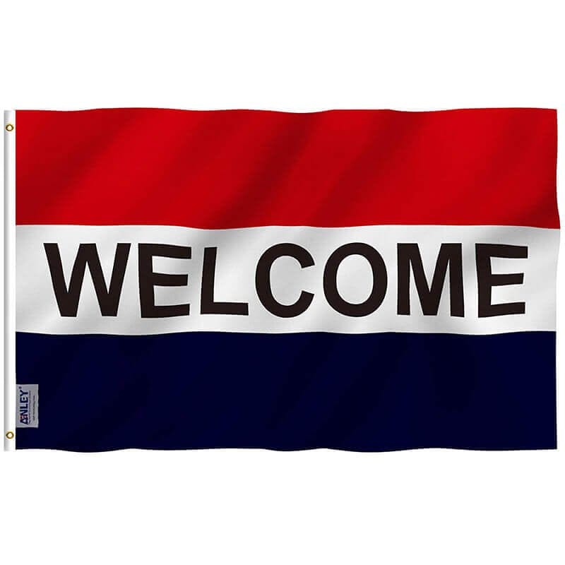 Fly Breeze Ceremonial Welcome Flag with Brass Grommets 3X5Ft Banner USA Polyester