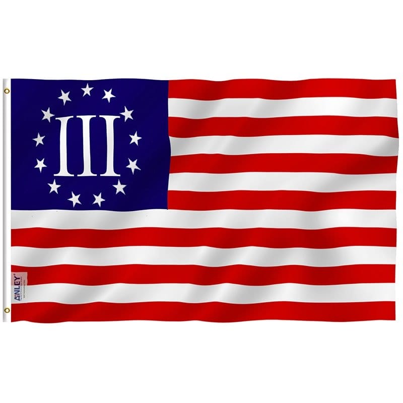 Fly Breeze Nyberg Three Percent Flag with Brass Grommets 3X5Ft Banner USA
