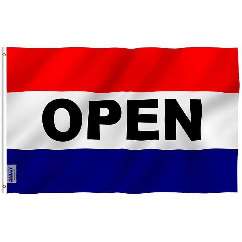 Fly Breeze Open Sign Flag with Brass Grommets 3X5Ft Banner USA Polyester
