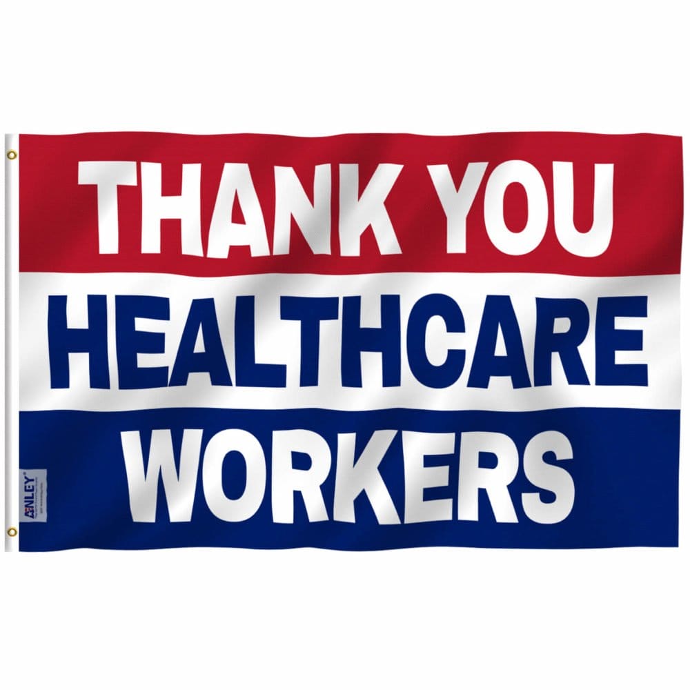 Fly Breeze Thank You Healthcare Workers Flag with Brass Grommets 3X5Ft Banner USA Polyester