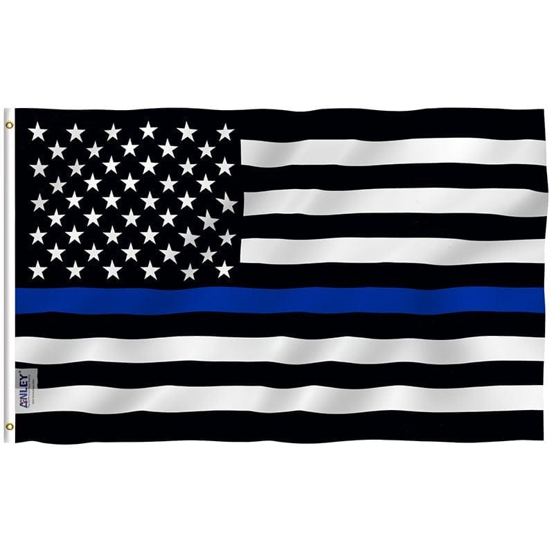 Fly Breeze Thin Blue Line USA Flag with Brass Grommets 3X5Ft Banner USA