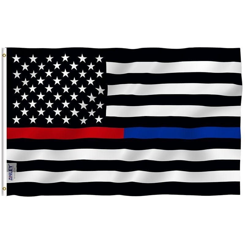 Fly Breeze Thin Blue and Red Line USA Flag with Brass Grommets 3X5Ft Banner USA
