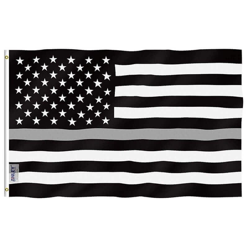 Fly Breeze Thin Gray Line United States Flag with Brass Grommets 3X5Ft Banner USA