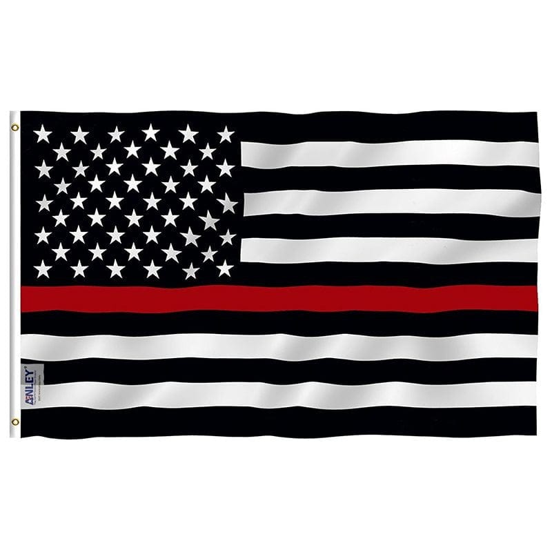 Fly Breeze Thin Red Line USA Flag with Brass Grommets 3X5Ft Banner USA