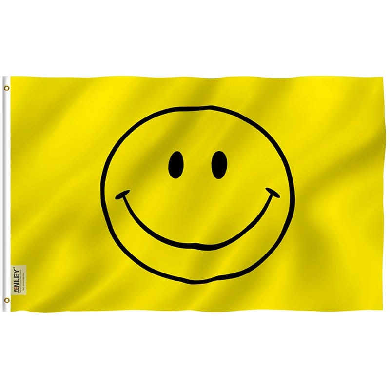 Fly Breeze Yellow Happy Smiley Face Flag with Brass Grommets 3X5Ft Banner USA Polyester