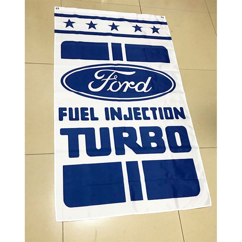 Ford Turbo White Flag 3X5 Ft Polyester Banner USA 90x150cm