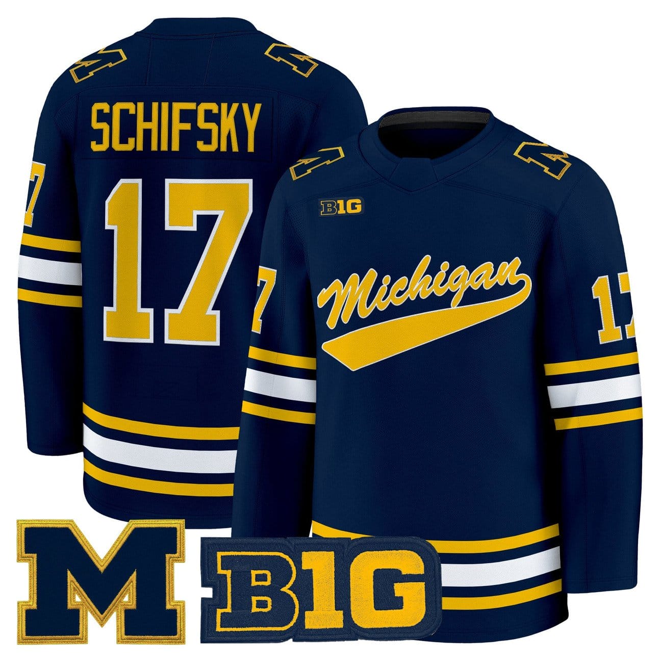 Alternative view of Garrett Schifsky Jersey #17 Michigan Wolverines 2025-26 Premium All Stitched