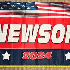 Gavin Newsom Flag Red 2024 Democracy Democrat Equality USA Sign 3x5'
