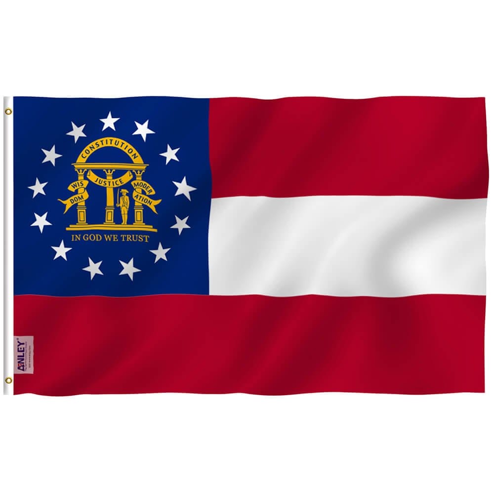 Georgia State Polyester Flag - State of Georgia GA Flag with Brass Grommets 3X5Ft Banner USA
