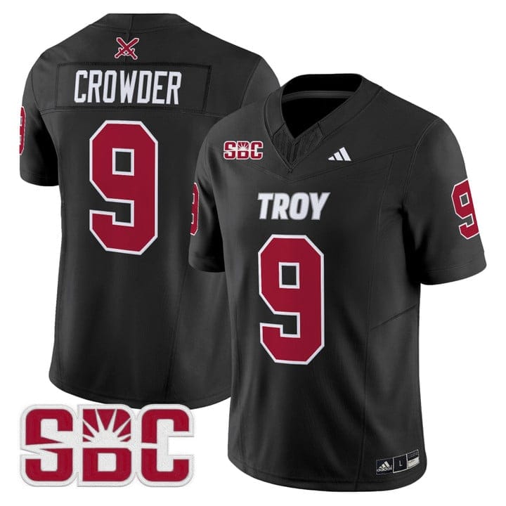 Goose Crowder Jersey #9 Troy Trojans 2025 Vapor Limited Stitched Black Alter