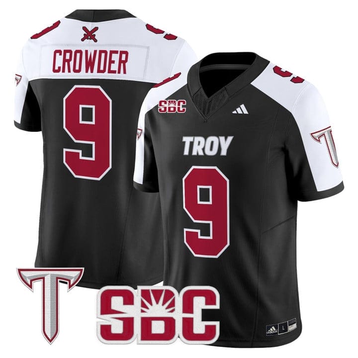 Goose Crowder Jersey #9 Troy Trojans 2025 Vapor Limited Stitched Black Alter - Image 3