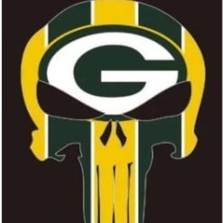 Green Bay Packers Skull Vertical Flag 3X5 Ft Polyester Banner USA 90x150cm