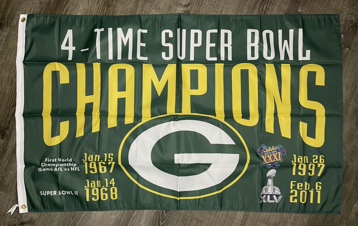 Green Bay Packers Super Bowl Championship Flag 3x5 ft Green Banner Man-Cave