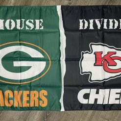 Green Bay Packers vs Kansas City Chiefs House Divided Flag 3x5 ft Banner ManCave