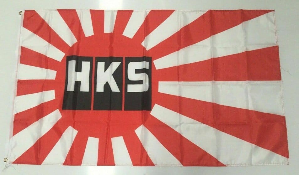 HKS Style 2 Banner Flag Car Blow Off Valve Japan Racing Mechanic Workshop Cave 3x5ft