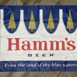 Hamm's Beer Flag 3x5 ft Blue Banner Man-Cave Bar Pub Retro Classic Logo