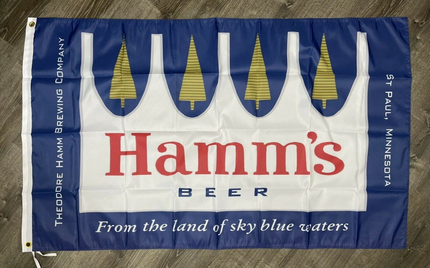 Hamm's Beer Flag 3x5 ft Blue Banner Man-Cave Bar Pub Retro Classic Logo