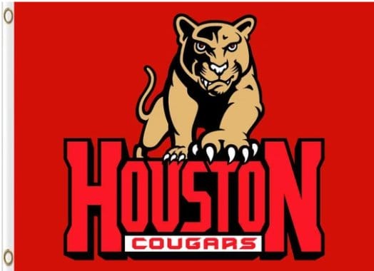 Houston Cougars Helmet Red USA Flag 3X5ft Banner Polyester with 2 Brass Grommets