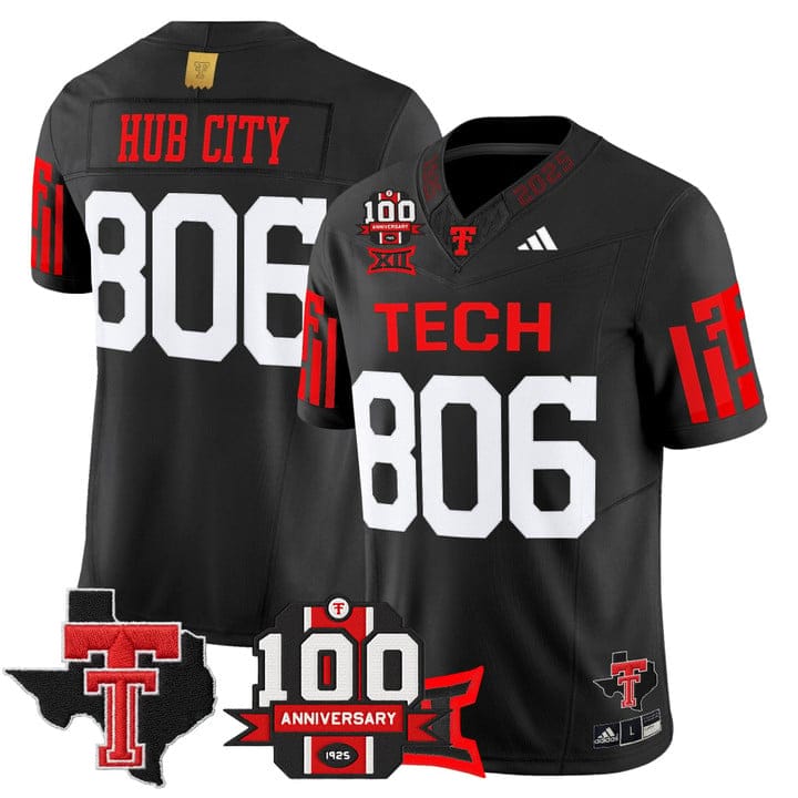 Hub City Jersey #806 Texas Tech 2025 100th Anniversary Patch Stitched