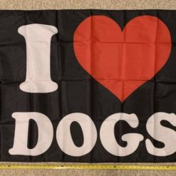 I Love Dogs Flag Dog Lover Heart Black Love USA Sign Poster 3x5ft