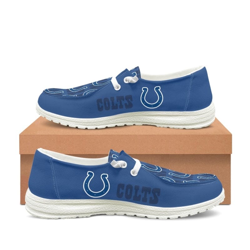 Indianapolis Colts Navy Team Name Logo Canvas Sneaker Shoes For Men Women Fans