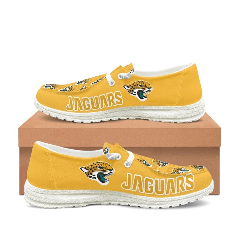 Jacksonville Jaguars Yellow Team Name Logo Canvas Sneaker Shoes For Men Women Fans