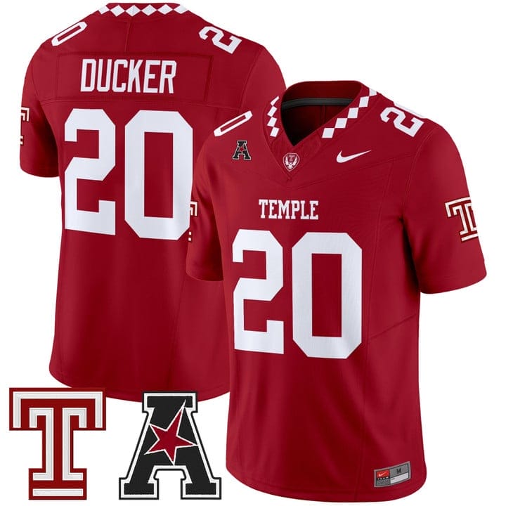 Jay Ducker Jersey #20 Temple Owls 2025 Vapor Limited Stitched - Image 5