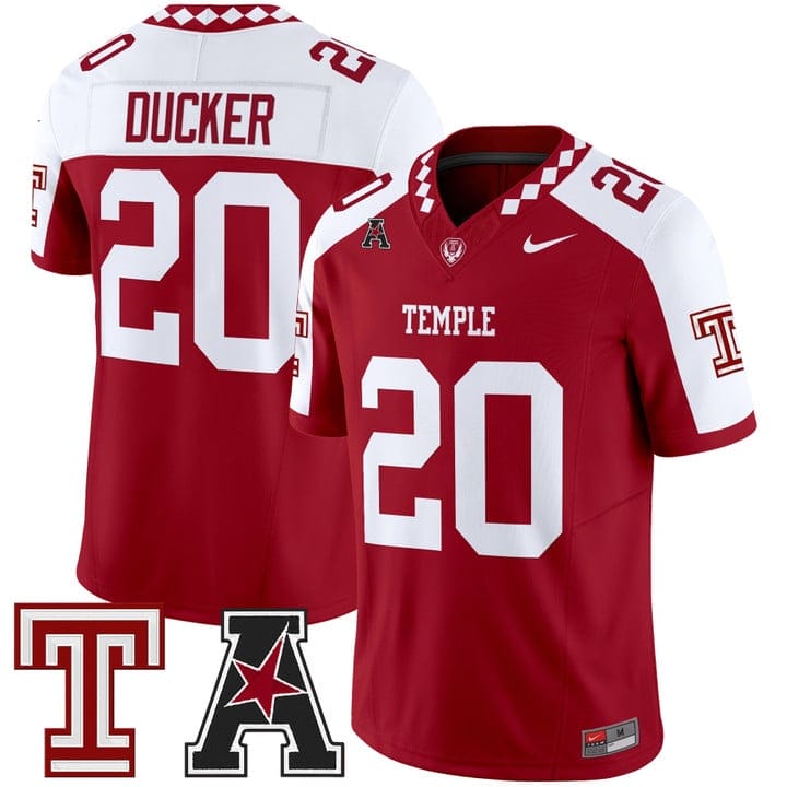 Jay Ducker Jersey #20 Temple Owls 2025 Vapor Limited Stitched - Image 4