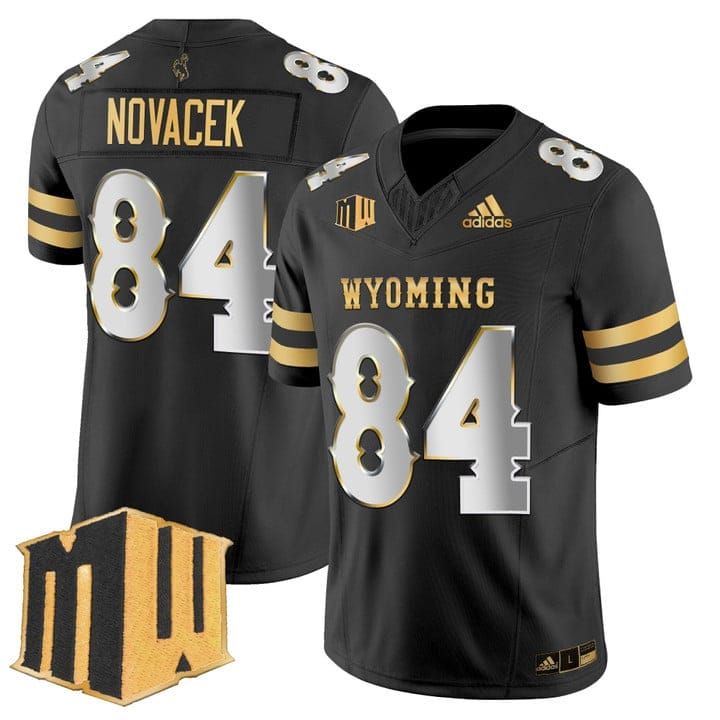Jay Novacek Jersey #84 Wyoming Cowboys 2025 Gold Vapor Stitched - Image 3
