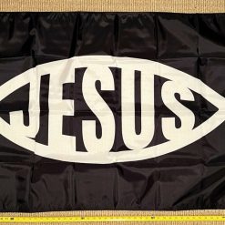 Jesus Flag Jesus Black Fish Faith In God We Trust Hope Sign USA 3x5'