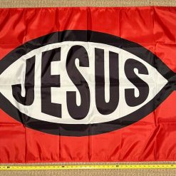 Jesus Flag Jesus Red Fish Faith In God We Trust Hope Sign USA 3x5'