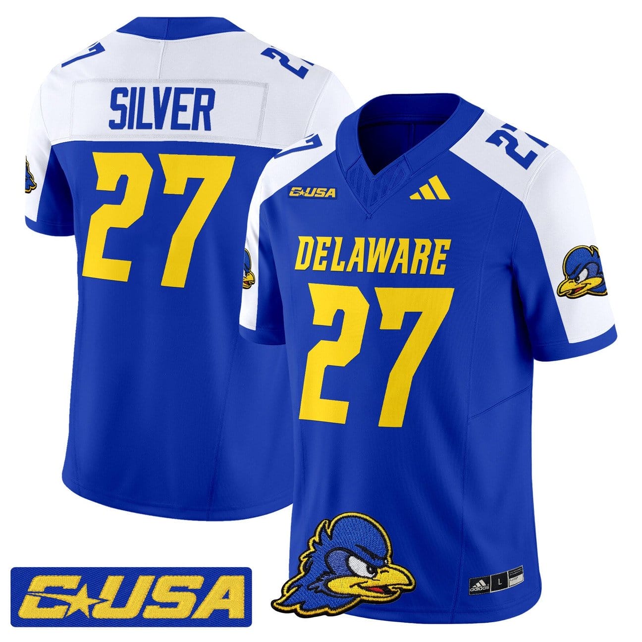 Jo Silver Jersey #27 Delaware Blue Hens 2025 Vapor Limited Stitched - Image 3