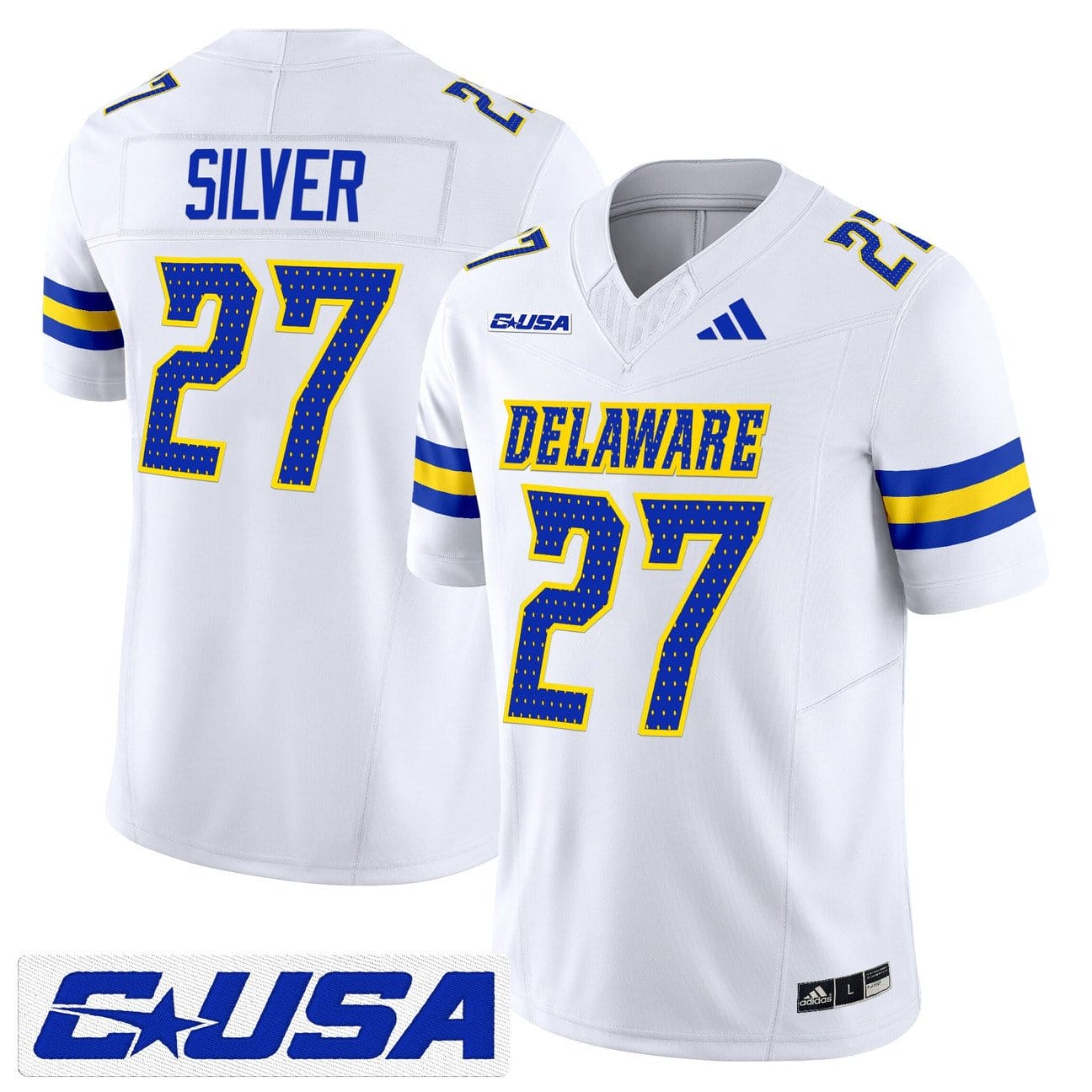 Jo Silver Jersey #27 Delaware Blue Hens 2025 Vapor Limited Stitched - Image 5