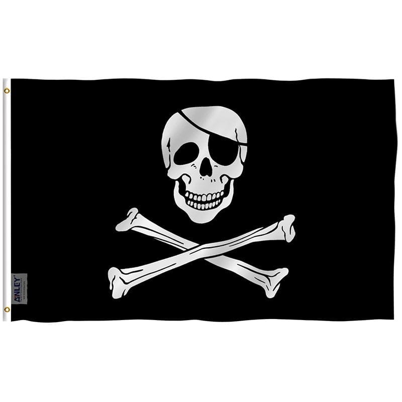 Jolly Roger Flag with Patch - Pirate Flag with Brass Grommets 3X5Ft Banner USA