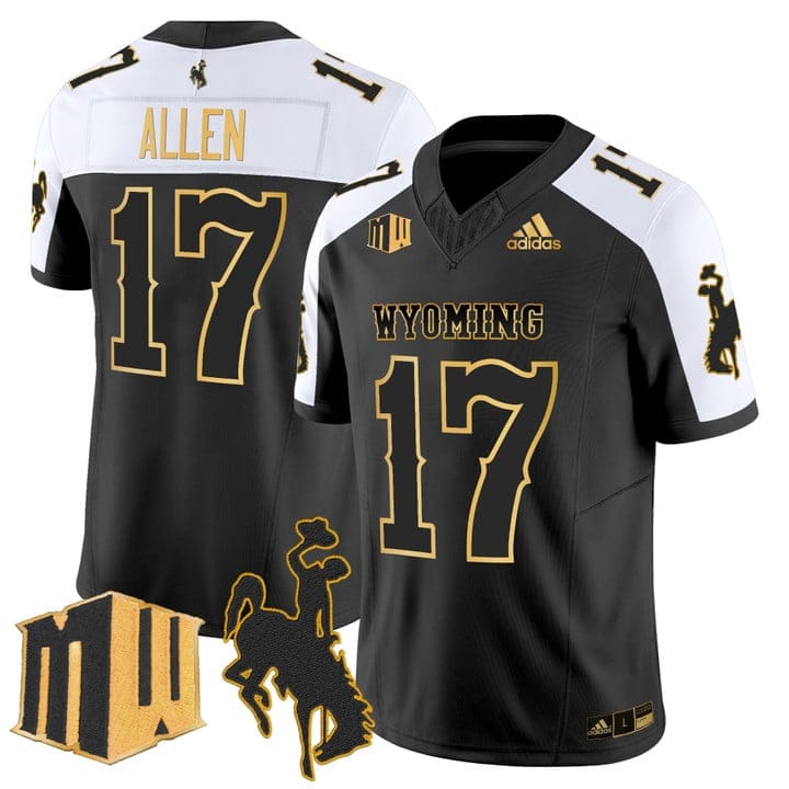 Josh Allen Jersey #17 Wyoming Cowboys 2025 Gold Vapor Stitched