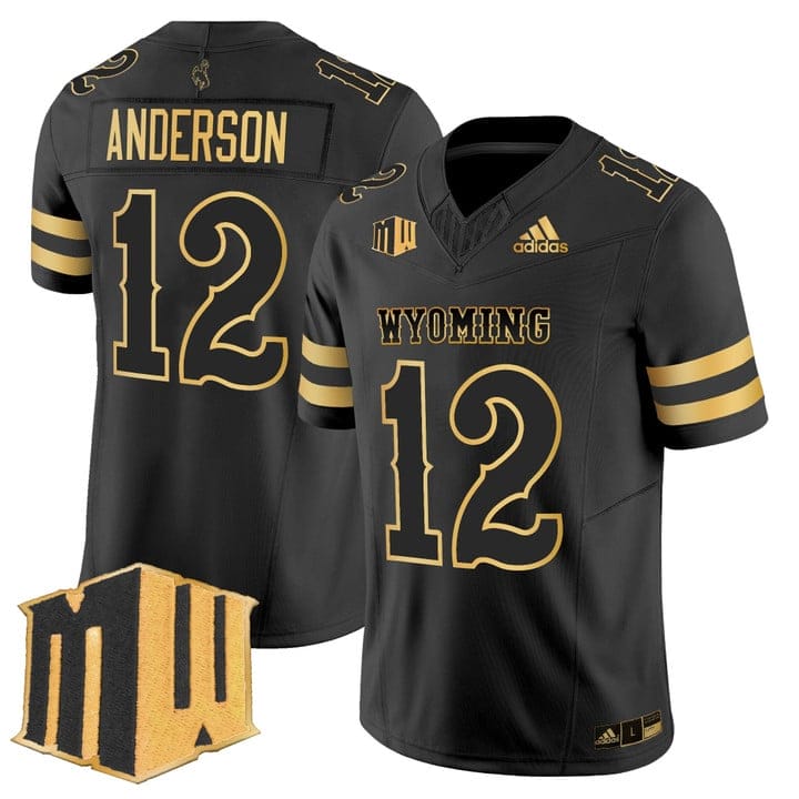 Alternative view of Kaden Anderson Jersey #12 Wyoming Cowboys 2025 Gold Vapor Stitched
