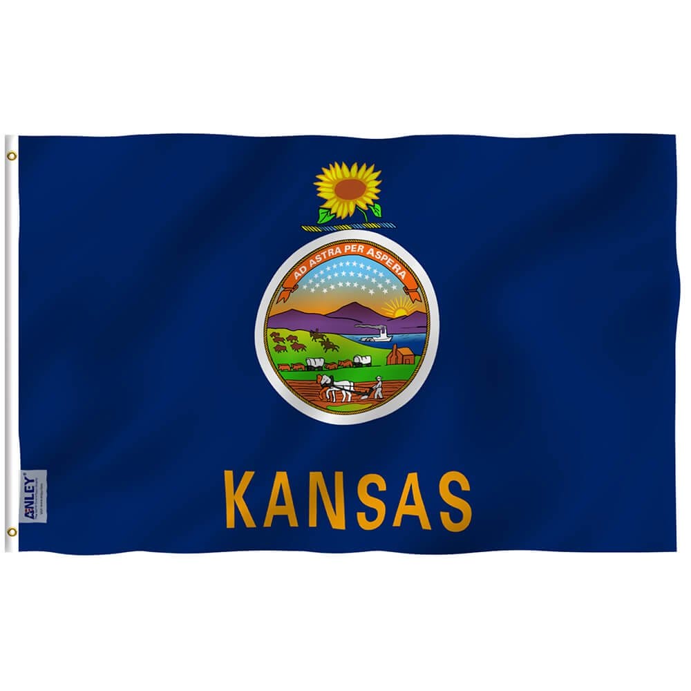 Kansas State Flag - Kansas KS Flag Polyester with Brass Grommets 3X5Ft Banner USA